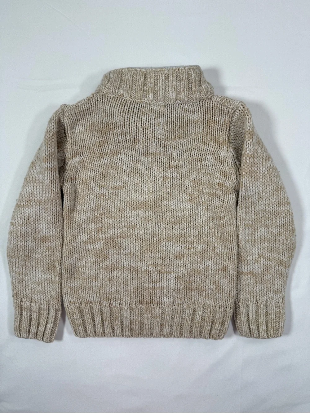 LITTLE LAD Boys Cable Knit Sweater Size 24M Oatmeal Sherpa Elbow Patch Grandpa